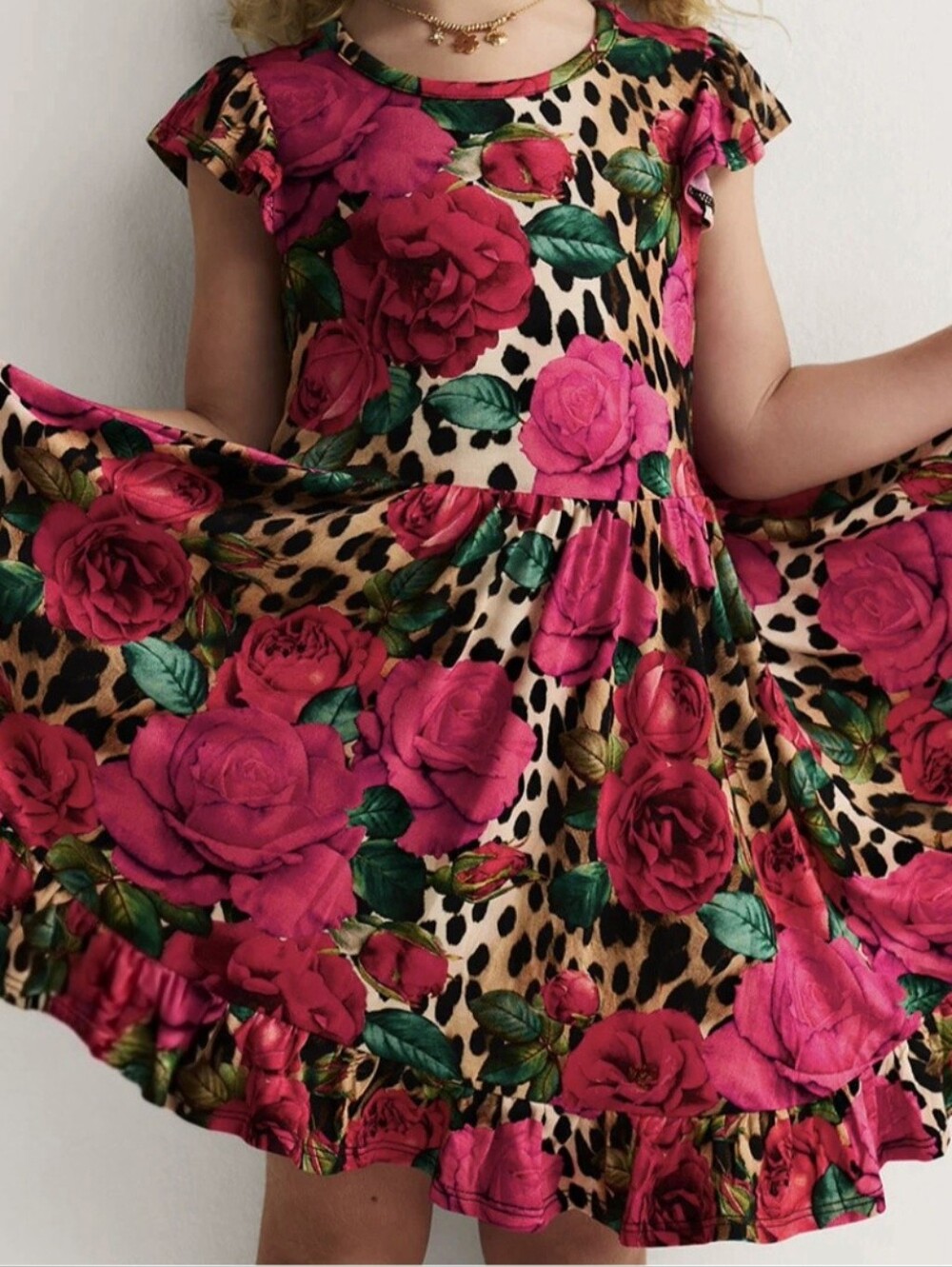 Posh Peanut Wild Roses Ruffled Twirl Dress